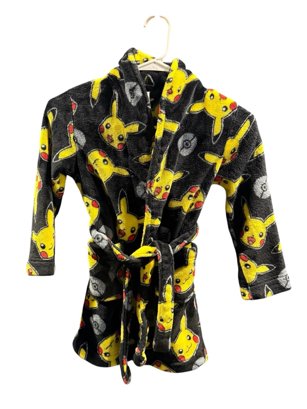 Pokémon Pikachu Plush Fleece Bathrobe Robe Kids Size 6